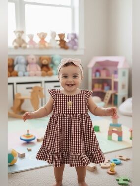 Garb Team Apparel Cardinal Gingham Toddler Dress 2T NWT Football Game Day